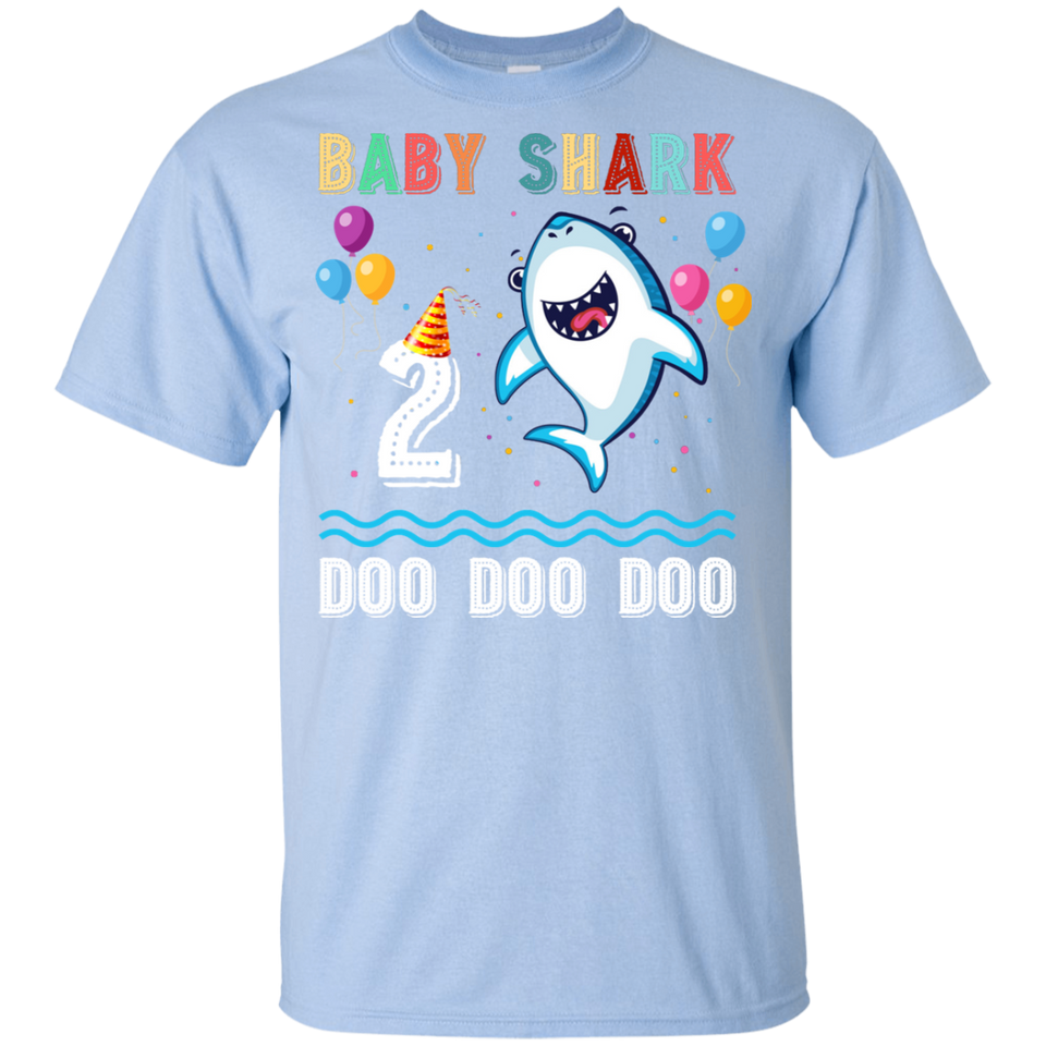 Kids Baby Shark Shirt Toddler 2nd birthday 2 Year Old Boy or Girl (G200B Gildan Youth Ultra Cotton T-Shirt)
