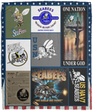 US Navy Seabees Blanket Fleece Sherpa Quilt Supper Soft Lightweight Blanket for Bedroom Living Room Sofa - VPM Cozy Plush Fleece Blanket - 50x60