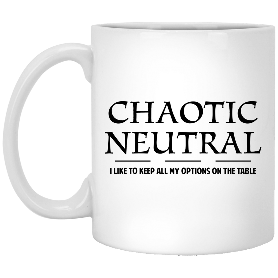 Jyotis - Chaotic Neutral I Like to Keep All My Options On The Table - Gamer Gift Chaotic Neutral Funny RPG RTS Card Gaming Gift Coffee Mug 11Oz