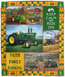 Tractor Blanket, Faith Family Farming Green Tractor Fleece, Sherpa Blanket VPM Cozy Plush Fleece Blanket - 50x60