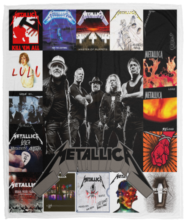 Metallica Quilt Fleece Sherpa Throw Blanket for Bedroom Living Room Sofa VPM Cozy Plush Fleece Blanket - 50x60