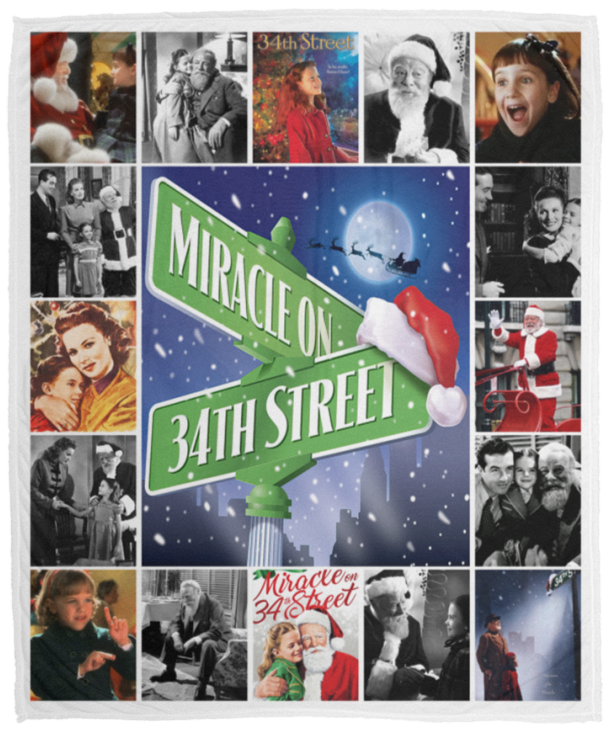 Miracle on 34th Street Blanket, Christmas Movie Fleece, Sherpa Blanket VPM Cozy Plush Fleece Blanket - 50x60