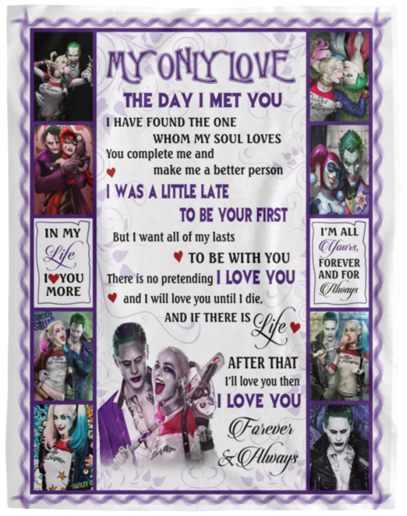 Joker Harley Quinn Blanket, My Only Love Fleece, Sherpa Blanket Valentine's gift - VPL Cozy Plush Fleece Blanket - 60x80