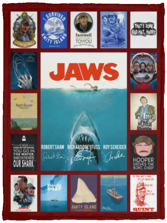 JAWS Blanket Horror Movie Quilt Halloween Fleece Sherpa Throw Soft and Warm VPS Cozy Plush Fleece Blanket - 30x40