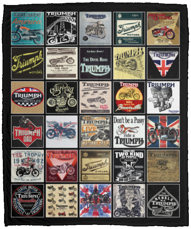 Triumph Motorcycles Blanket Triumph For Fans Quilt Fleece Sherpa Blanket - VPM Cozy Plush Fleece Blanket - 50x60