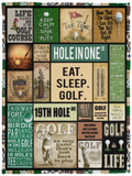 GOLF PATTERN VINTAGE Blanket Golf Player Quilt Fleece Sherpa Throw Blanket - VPS Cozy Plush Fleece Blanket - 30x40