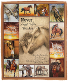 Horse Never Forget Who Are You Blanket Horse Lover Quilt Fleece Sherpa VPM Cozy Plush Fleece Blanket - 50x60