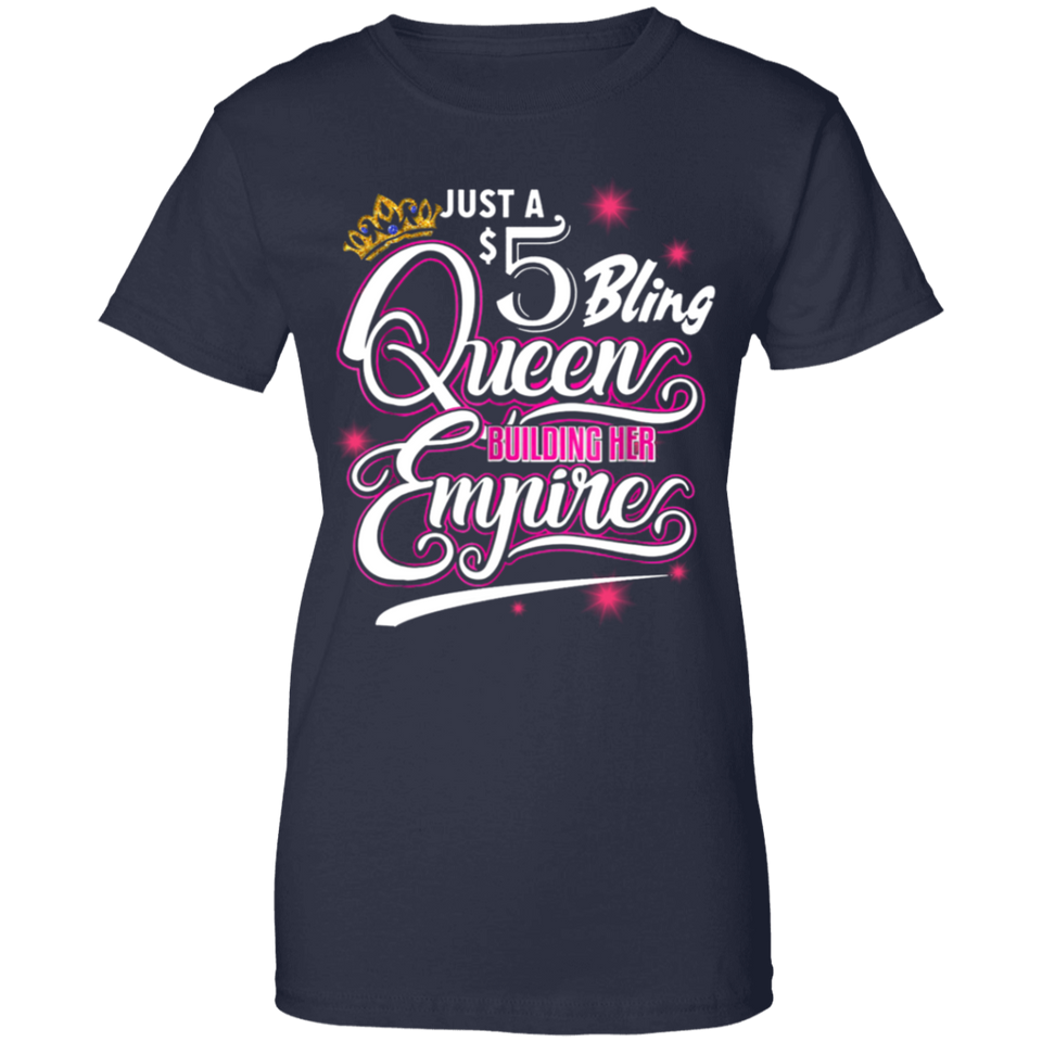 Mens Womens 5 Bling Queen Building Paparazzi Cool Black T-shirt