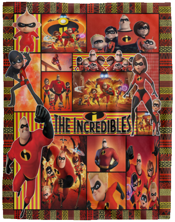 The Incredibles Blanket, The Incredibles Cartoon Movie Fleece, Sherpa Blanket - VPL Cozy Plush Fleece Blanket - 60x80