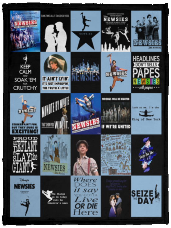 Newsies Blanket, Newsies musical Quilt, Newsies Broadway Fleece, Sherpa Blanket VPS Cozy Plush Fleece Blanket - 30x40