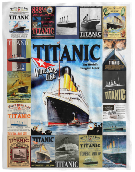 Titanic Blanket Titanic - White Star Line Fleece Sherpa Blanket Gift Idea VPL Cozy Plush Fleece Blanket - 60x80