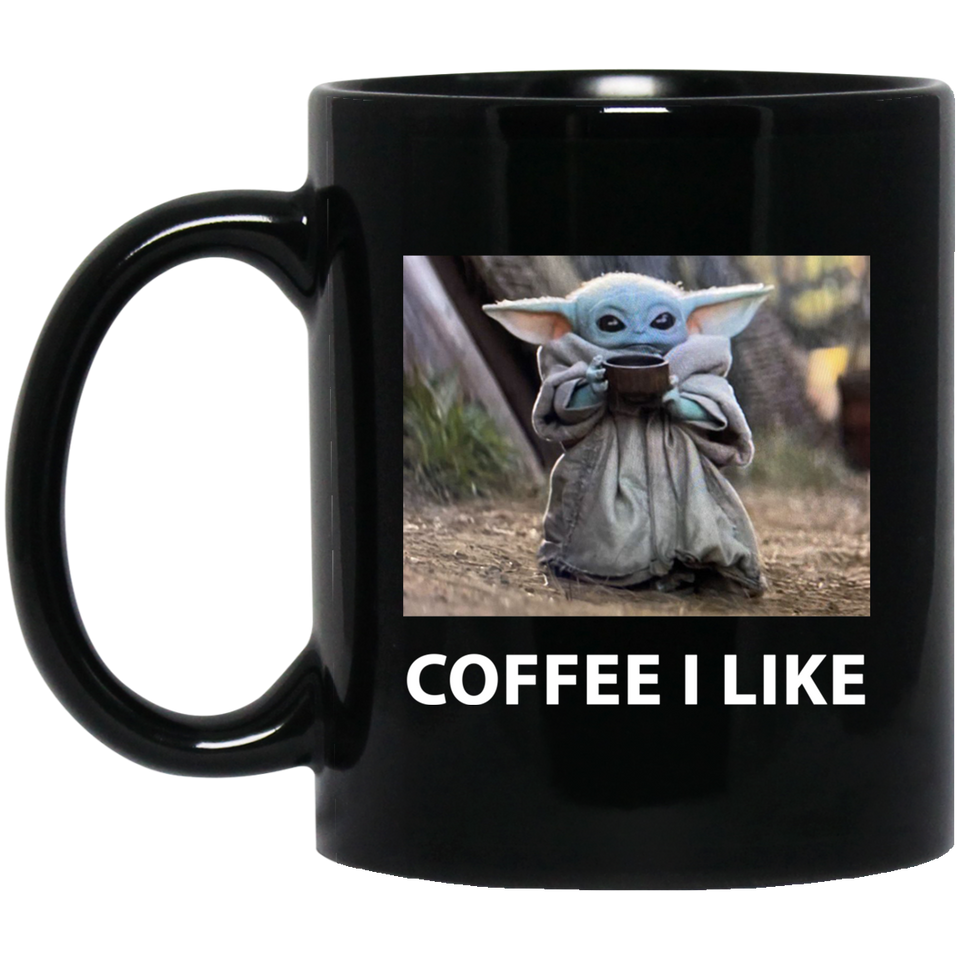 Baby Yo-da Mug Star-Wars Mandalorian Funny Coffee Mug Baby Yo-da Gifts Cup for Star-Wars Fans 11oz, Coffee I Like Baby Yoda Mug Black