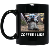 Baby Yo-da Mug Star-Wars Mandalorian Funny Coffee Mug Baby Yo-da Gifts Cup for Star-Wars Fans 11oz, Coffee I Like Baby Yoda Mug Black