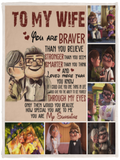 Mr.Jyotis Carl Ellie to My Wife You're Braver Than You Believe Quilt Blanket for Wife from Husband Blanket Gifts to My Wife Blanket Mother's Day Blanket, Fleece Blanket - 30"x40"