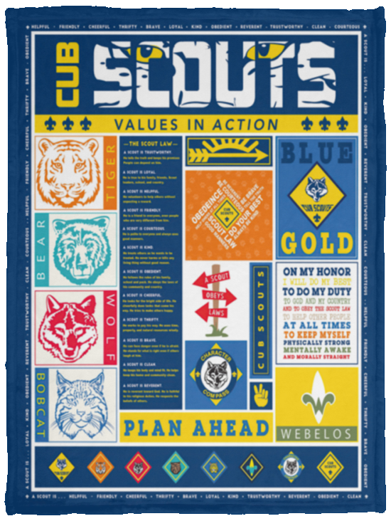 Cub Scout Blanket Blanket, Fleece or Sherpa Blankets Mother's Day, Father's Day, Christmas Birthday Present Blankets, Gift Idea - VPS Cozy Plush Fleece Blanket - 30x40