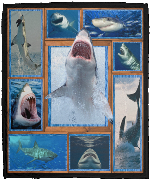 SHARK Blanket Fleece Sherpa Throw Quilt Blanket for Bedroom Living Room Sofa - VPM Cozy Plush Fleece Blanket - 50x60