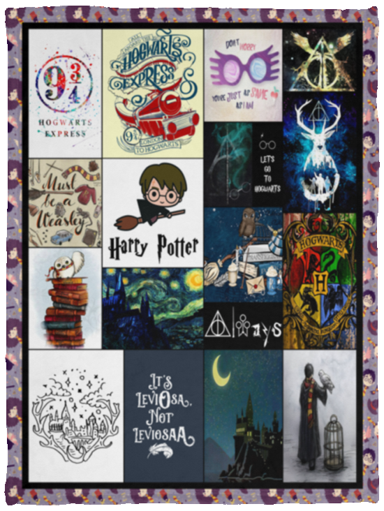 Harry Potter Blanket Witchcraft and Wizardry Quilt Fleece Sherpa Blanket VPS Cozy Plush Fleece Blanket - 30x40