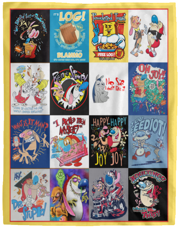 The Ren & Stimpy Show Blanket The Ren & Stimpy Show Quilt Fleece Sherpa Throw - VPL Cozy Plush Fleece Blanket - 60x80