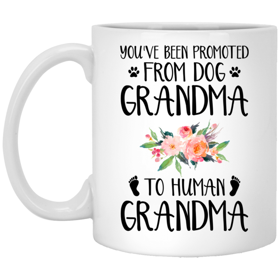 Jyotis - Baby Announcement, New Grandma Gift, Pregnancy Reveal, Promoted to Grandparent, from Dog Grandma to Human Grandma, Custom Coffee Mug for Mom 11oz