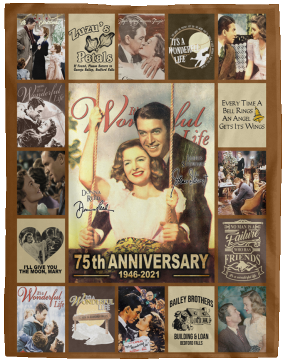 It’s a Wonderful Life 75th anniversary Fleece Blanket, Merry Christmas Quilt VPL Cozy Plush Fleece Blanket - 60x80