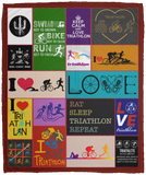 I Love Triathlon Blanket, Triathlon Quilts, Fleece, Sherpa Blankets VPM Cozy Plush Fleece Blanket - 50x60