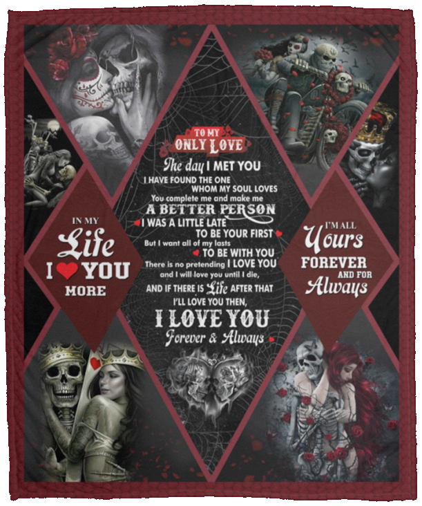 To My Only Love Blanket, Sugar Skull Skeleton Couple Fleece, Sherpa Blanket VPM Cozy Plush Fleece Blanket - 50x60