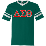 Delta 1913 Sigma Theta Paraphernalia T-Shirt Womens Delta Sigma Theta T-Shirt (360 Augusta V-Neck Sleeve Stripe Jersey)