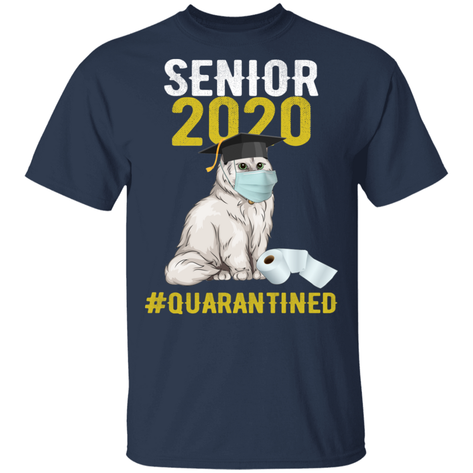 Senior 2020 Quarantine T-Shirt Class Of 2020 Graduation Grad Cat T Shirt