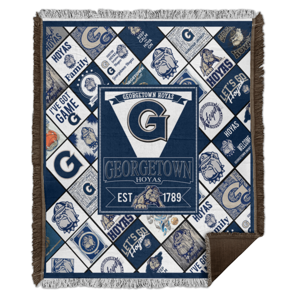 NCAA Georgetown Hoyas 3D Throw Blanket Quilt for Bedroom Living Room Sofa - WB56 Woven Blanket - 50x60