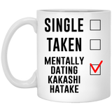 Funny Kakashi Hatake Cosplay Costume Lover Mug, Single Taken Mentally Dating Kakashi Hatake Coffee Mug. Ideal Novelty Gift for Naruto Fans Manga, Japa 11oz