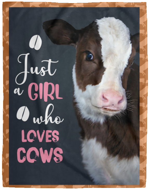 Cows Blanket, Just A Girl Who Loves Cows Fleece, Sherpa Blanket VPL Cozy Plush Fleece Blanket - 60x80
