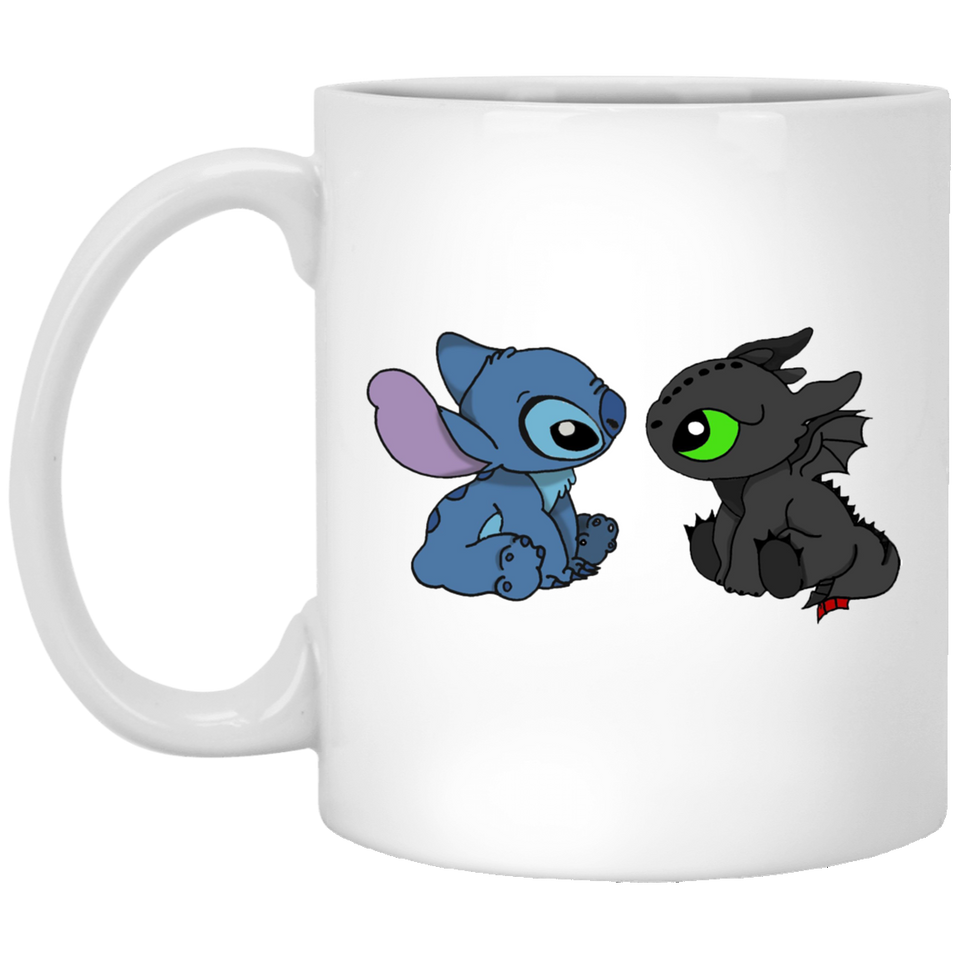 Presents mug for best friend, Stitch And Toothless We Are Best Friends mug - White Mug 11oz