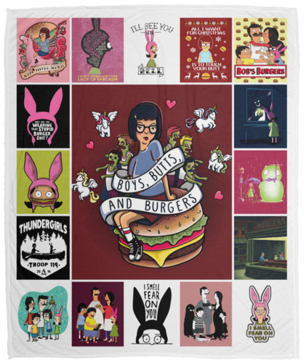 Bob's Burgers Blanket Fleece Sherpa Blanket Quilt Supper Soft Lightweight Blanket for Bedroom Living Room Sofa - VPM Cozy Plush Fleece Blanket - 50x60