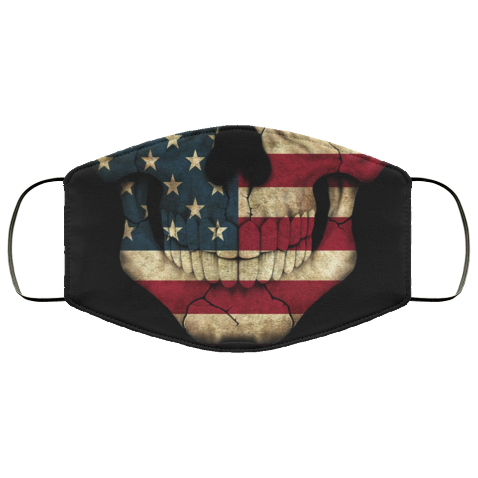 3D Skull Patriotic 4th of July American Flag Reusable Washable Face Mask Women Men for Dust Protection