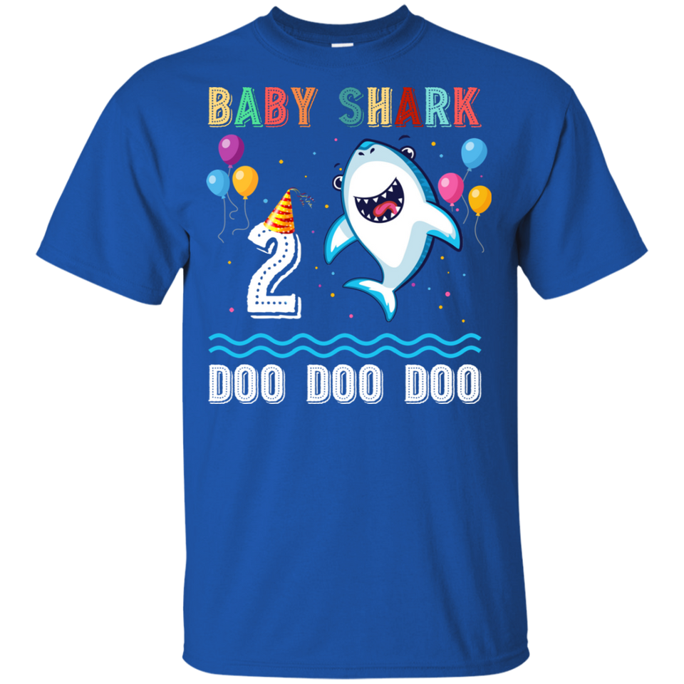 Kids Baby Shark Shirt Toddler 2nd birthday 2 Year Old Boy or Girl (G200B Gildan Youth Ultra Cotton T-Shirt)