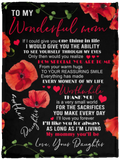 to My Wonderful MOM Blanket, to My Mom Blanket Gift for Mom Mother From Daughter - VPS Cozy Plush Fleece Blanket - 30x40