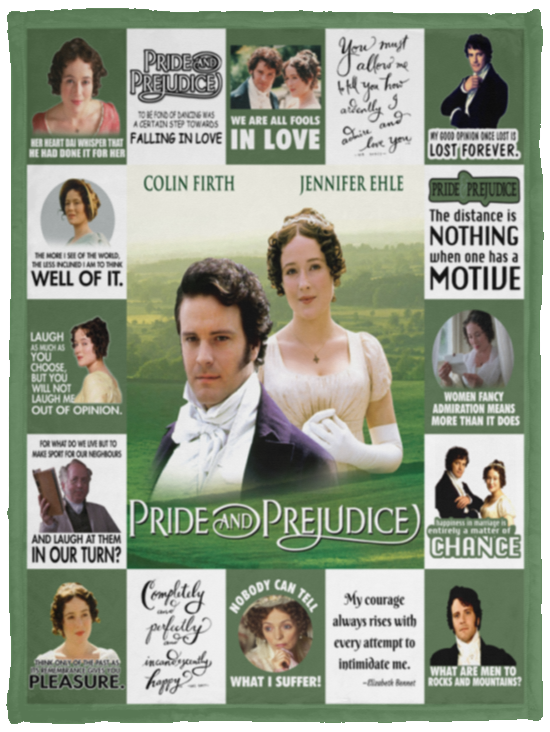 Pride And Prejudice Movie Blanket Jane Austen Books Quilt Fleece Sherpa  - VPS Cozy Plush Fleece Blanket - 30x40