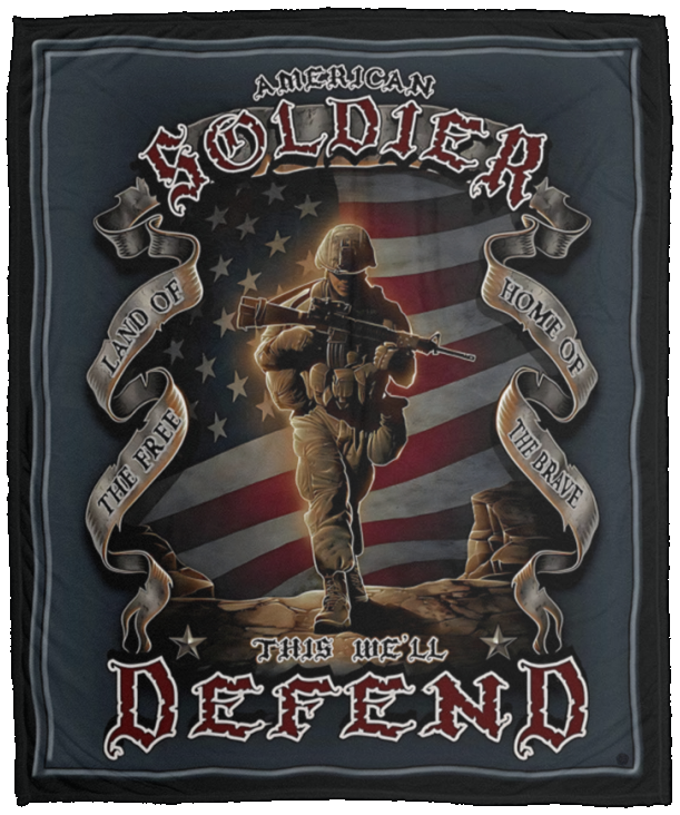 American Soldier Blanket, American Soldier Fleece, Sherpa Blanket VPM Cozy Plush Fleece Blanket - 50x60