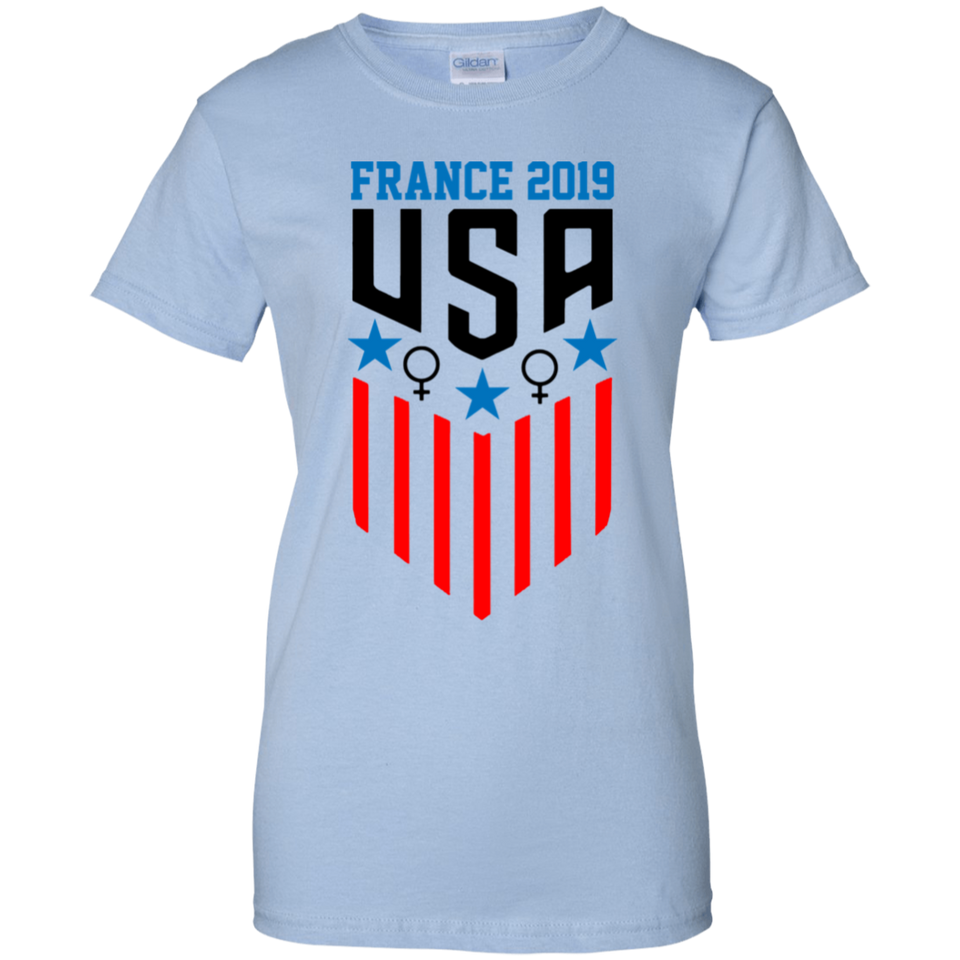 USA Girls Soccer Jersey Womens World 2019 Cup T-Shirt (G200 GLC Women's T-Shirt) G200L Gildan Ladies' 100% Cotton T-Shirt