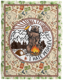 Camping - Bear and Beer I Hate People - VPL Cozy Plush Fleece Blanket - 60x80