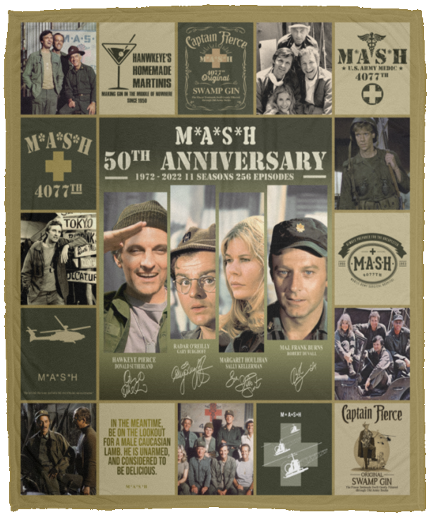 M A S H TV series Blanket, Mash 4077 50th Anniversary Fleece, Sherpa Blanket - VPM Cozy Plush Fleece Blanket - 50x60