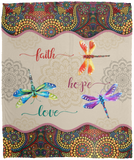 Dragonfly Blanket, Faith, Hope & Love Fleece, Sherpa Blanket, Gift Ideas VPM Cozy Plush Fleece Blanket - 50x60
