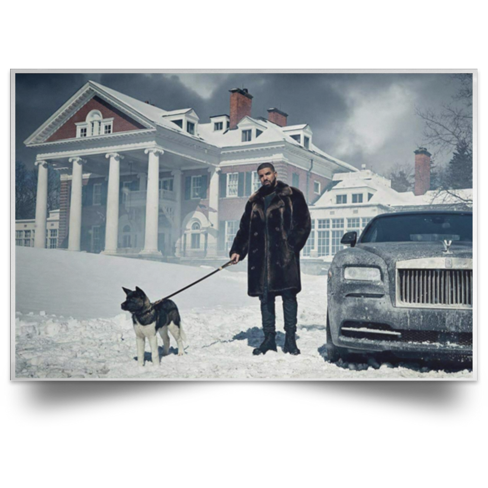 Drake and Dog Snow Hip Hop Rap Music Star LW-Canvas Poster No Frame (36 X 24 (Horizontal))