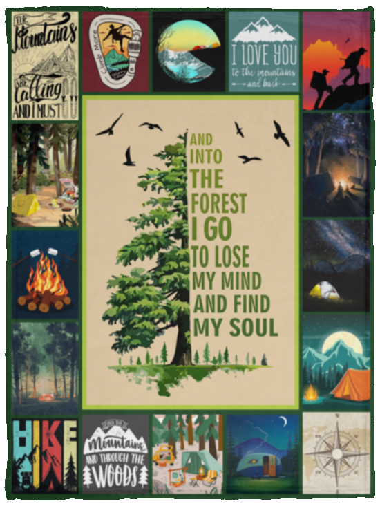 Milestone Blanket, Mountain Blanket - and Into The Forest I Go to Lose My Mind and Find My Soul Blanket - Cozy Plush Fleece Blanket - 30"x40"