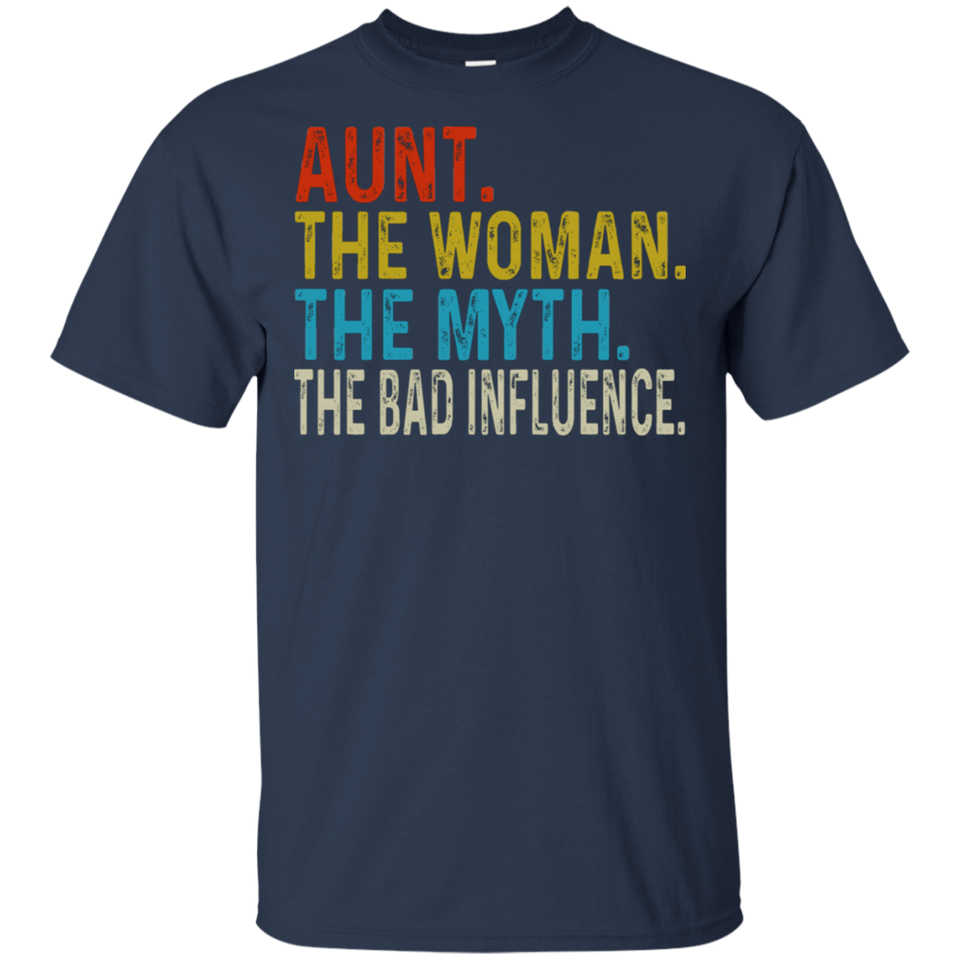 Vintage Aunt The Woman The Myth The Bad Influence T-Shirt Dark Heather - Navy