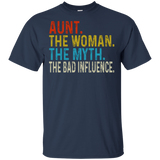 Vintage Aunt The Woman The Myth The Bad Influence T-Shirt Dark Heather - Navy