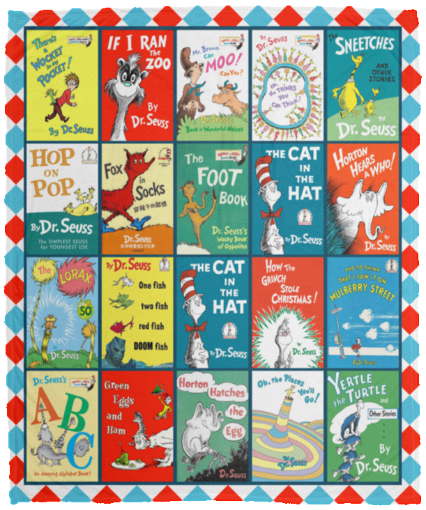 Dr.seuss Books Blanket, Dr. Seuss For Fans Fleece, Sherpa, Throw Blanket VPM Cozy Plush Fleece Blanket - 50x60