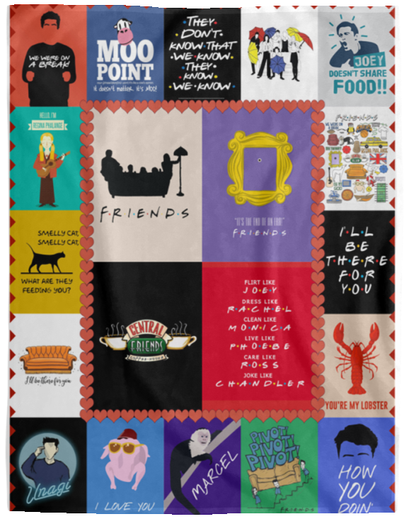 Friends Blanket, Friends Tv Show Signature Actors Thank You for The Memories Best Gift Christmas Quilt Blanket Fleece Sherpa Blanket - VPL Cozy Plush Fleece Blanket - 60x80