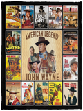 American Hero Blanket American Legend John-Wayne Blanket - Starring John Hero Wayne American Fleece Sherpa Blanket White - Fleece Blanket - VPS Cozy Plush Fleece Blanket - 30x40