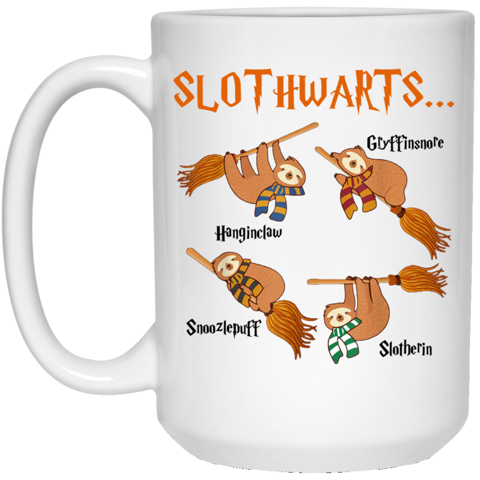 Harry Cute Sloth, Slothwarts Potter Coffee Mug, Harry Slothwarts Sloth Mug Gift for Birthday, Halloween Coffee Mug 15oz b
